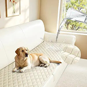 ALIECOM Sofa Cover Waterproof Couch Cover for Dogs Washable Velvet Sofa Slipcovers for 3 Cushion Couch Pet Friendly Non Slip Living Room Furniture Protector (Creamy White, 27.6" x 82.7")