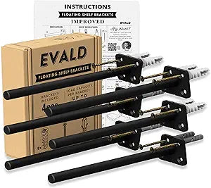EVALD Hidden Floating Shelf Bracket | 8-Inch Heavy Duty Blind Shelf Support | Kitchen Shelf, Fireplace Mantel Bracket | Invisible Wall Mount Bracket for Home & Office | Floating Shelf Hardware 6 Pack