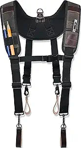 WELKINLAND Heavy-Duty Canvas Tool Belt Suspenders, Padded Tool Belt Suspender, Fully-Adjustable Tool Bag Suspender Men, Comfy Tool Pouch Suspenders For Carpenter, Electrician & Construction