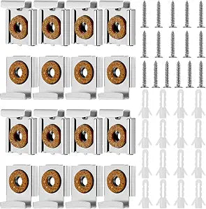 Patelai 4 Sets 16 Pieces Mirror Hanger Clips Set for Unframed Mirrors