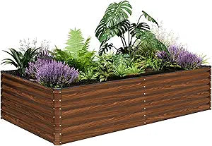 SnugNiture Galvanized Raised Garden Bed 8x4x2FT Outdoor Large Metal Planter Box Steel Kit for Planting Vegetables, Flowers
