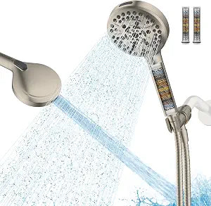 Hibbent High Pressure 10 Spray Showerhead with 3 Filters, Brushed Nickel