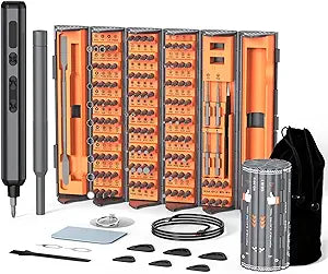 138-IN-1 Electric Screwdriver Set Cordless, Rechargeable Screw Driver with LED Light, 120 Precision Bits, Magnetic Storage Professional Home Repair Tool Kit for Electronics, Camera, Watch, PC RC