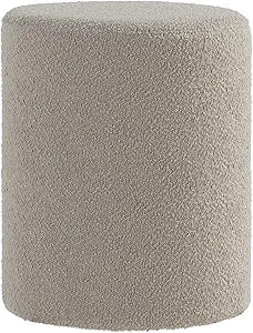 O2B Modern Round Ottoman with Soft Padded Seat  Multifunctional Vanity Chair, Upholstered Footrest Stool for Living Room and Bedroom, Furniture & Dcor Store (Taupe)