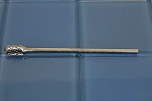 TEMO SC-5L6 NF Aluminum Cut Carbide Rotary Burr File, 1/2 Inch Head Cylinder Ball, 1/4 Inch Diameter 6 Inch Long Shank
