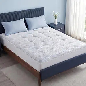 Madison Park 3-Zone Breathable Knit Quilted Mattress Pad, Light Blue, King | Naturally Cooling 3-Zone Quilted Mattress Topper Cover, 15-18 inch Deep Pocket Elastic Skirt, OEKO-TEX Certified