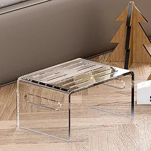 Acrylic Step Stool for Kids, Non-Slip Step Stool with Handles for Kids and Adults, Clear Toddler Stool for Potty Training Aid, Clear Acrylic Foot Stool for Bathroom, Bedroom, Kitchen