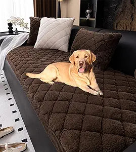 vctops Faux Fur Couch Cover for Dogs Fuzzy Pet Couch Covers for Sofa Checkered Dog Couch Covers for 3 Cushion Couch Sofa Pet Friendly Non Slip Sofa Cover Pet Blanket (Coffee,20"x70")