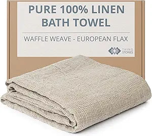 Pure 100% Linen Bath Towel - 30x60-inch Lightweight Travel Towel - Linen Beach Towel Waffle Weave Quick Dry Hair Towel - Thin Towels for Bathroom