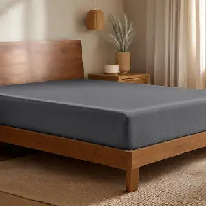 Bare Home 100% Rayon Made from Bamboo Luxury Queen Fitted Sheet - Deep Pockets - Cooling Sheet - Breathable - Easy Fit - Soft Bedding Bottom Sheet (Queen, Grey)