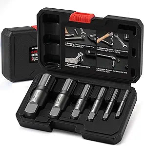 Pipe Extractor Set,Heavy Duty Steel Broken Pipe Extractors for Removing Damaged Threaded Pipes & Fittings from 1/8" to 1",with Durable Storage Case, Ideal Tools for Plumbers Mechanics DIY6-Piece