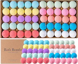 50 Pack Bath Bombs for Women Kids Bubble Bath 10 Scents Relaxing Spa Gifts