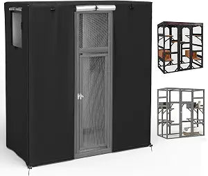 COSHNIBI Outdoor Cat House Cover, Waterproof Cat Catio Cover Fits for Large Cat Houses & Condos, Cat Enclosure Covers Black-63 L x 33" W x 71" H
