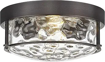 FEMILA 12" Flush Mount Ceiling Light, Modern Close to Ceiling Light Fixtures with Water Ripple Glass, E26 Base, 4FTJ22WG-F ORB