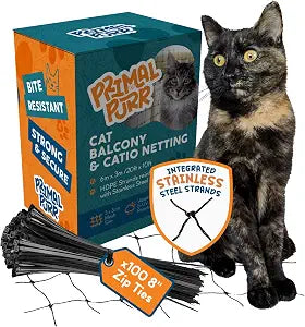 Steel Reinforced Cat Netting for Balcony - 10ft x 20ft - Cat Net for Catio  Safety Netting for Pets - Animal Proof Screen - Strong Pet Net  Kitten Balcony Protection - Barrier for Animals Fence