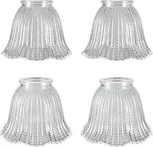 Aspen Creative 23164-4 Transitional Clear Beaded Ceiling Fan Replacement Glass Shade, 2-1/8" Fitter, 4-3/4" Diameter x 3-1/2" Height, 4 Pack