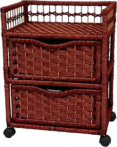 Red Lantern 23" Natural Fiber Chest of Drawers on Wheels - Mahogany