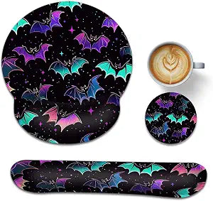 Wrist Rest Mouse Pad and Keyboard Support Set,Magic Bat 3 in 1 Ergonomic Memory Foam Mousepad with Non Slip Base, Gaming Mouse Pad for Office and Home