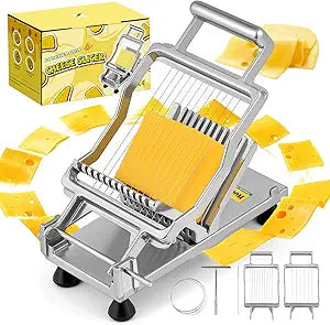 Huanyu Commercial Cheese Slicer Butter Cutter with 316 Stainless Steel Wire 3/8 IN&3/4 IN Blades Replaceable Block Cheese Cutting Board Aluminum Alloy Body Home&Restaurant Kitchen Cooking Baking Tool