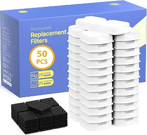 GIOTOHUN Pet Water Fountain Filter: 50 Cat Water Fountains Filter - 25 Carbon Filters & 25 Foam Filters - Suitable for GIOTOHUN Stainless Steel Cat Fountain S11