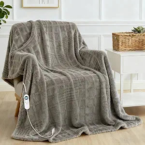 Heated Blanket Electric Throw, 50"X60" Heating Blanket Waffle with 12 Heat Levels, Fast Heating Blanket with 1-12H Timer, Overheat Protection with ETL & FCC for Bed Home Office Sofa (Light Gray