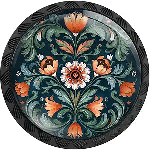 12 Pack Norwegian Green Flower Cabinet Knobs for Kitchen Bathroom