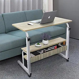 HYGRAD BUILT TO SURVIVE Moblie Standing Computer Workstation with Wheels for Bedroom, Home, Office with Storage Layers, Height Adjustable Sofa Desk - 4 Locking Wheels, Writing Tray