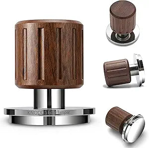 Echo Tamper 58mm  Walnut Spring Loaded Coffee Tamper with Click Feedback, Stainless Steel Base  30LB Calibrated Espresso Tool for Perfectly Even Tamping Pressure