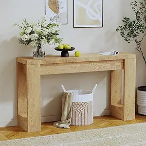 Console Table, Farmhouse Entryway Table with Thickened Base, Narrow Long Wood Sofa Table Behind Couch Table for Entrance, Hallway, Living Room