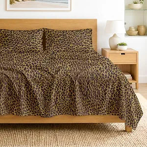 SGI bedding 100% Egyptian Cotton Sheets King Size  600 Thread Count Sheets Set, Soft, Cooling, 15" Deep Pocket, Luxury Hotel Bedding, Breathable, Durable - Leopard Print