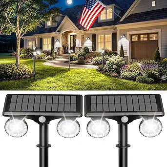 Solar Spot Lights Outdoor Waterproof 2Pack,Solar Uplights Motion Sensor Landscape Lighting for Outside Yard Garden Pathway,Solar Tree Spotlight 2-in-1 Adjustable Dual Heads(Cool White)
