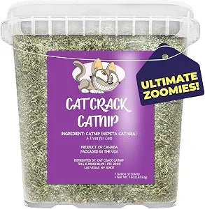 Cat Crack Catnip, Zoomie-Inducing Cat Nip, 100% Natural North American Made | 100% Natural, Safe & Non-Addictive Catnip Treats Used to Supplement Cat Nip Toys, Spray, & Accessories (20 Cups)