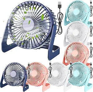 Geelin 8 Pcs Desk Fan 5 Inch Small Table Fan Desktop USB Office Speeds Portable Quiet Operation and 360 Degree Rotate, Convenient Carry Handle Personal Table for Home, Office (Multi Color)
