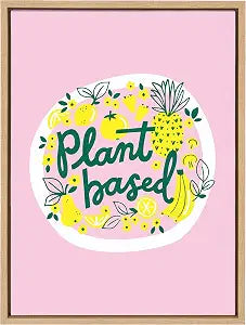 Kate and Laurel Sylvie Plant Based Framed Canvas Wall Art by Maria Filar, 18x24 Natural, Chic Plant Art for Wall