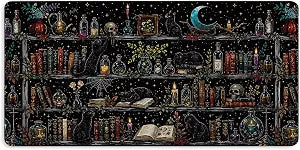Dark Witchy Gothic Black Cat Large Mouse Pad 31.5x15.7 in