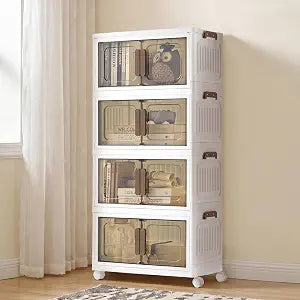 SONGMICS 26QT stackable storage bins with 1 Lid, 4-Tier Foldable Bins