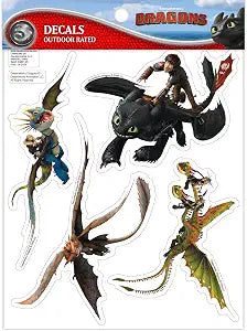 DreamWorks How to Train Your Dragon Decals - Set of 4 Vinyl Stickers Hiccup Toothless Stormfly Meatlug for Car Laptop Computer Kids Water Bottle Outdoor Waterproof