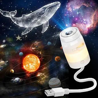 2-in-1 Galaxy Projector Night Light, 13 Sliding Projection Films