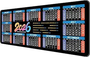 Large Mouse Pad with Stitched Edges,2026 Calendar Holiday Schedule