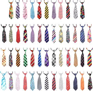 Segarty Dog Ties 50 PCS Dog Neckties, Adjustable Pet Neck Ties and Bows for Medium Large Pets Festival Formal Bulk Bowties Collar Grooming Accessories Birthday Wedding Costumes Holiday