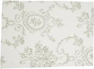 SARO LIFESTYLE Toile Linen-Blend Placemats (Set of 4)  Vintage Floral Print for Dining Tables & Layered Place Settings, 14"x20"
