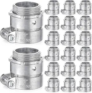 Yaocom 20 Pack 1 Inch Squeeze Connectors Fittings FMC Flexible Metal Conduit Squeeze Box Cable Connectors for EMT Electrical Conduit Fittings