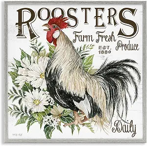 Farm Fresh Produce Phrase Floral, 12 x 12 Inch Framed Gicle Print