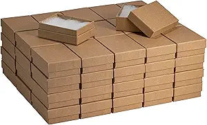 JPB Recycled Kraft Cotton Filled Jewelry Boxes #32 (Case of 100) (3 1/8" x 2 1/8" x 1")