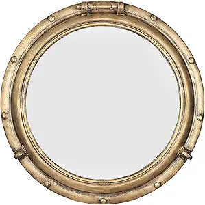Creative Co-Op Round Metal Porthole Wall Mirror, Gold