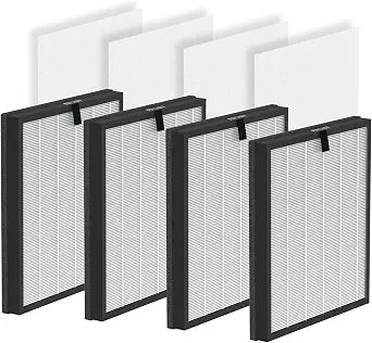 4 Pack HY4866 True HEPA Filters Replacement with Extra Pre-filter