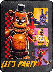 Five Nights At Freddy's Let's Party Raschel Throw Blanket | Soft Polyester Cover for Sofa, Bed | 45 x 60 Inches