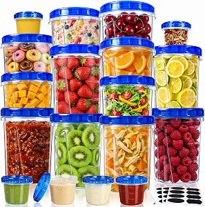 18 Pack Freezer Food Storage Containers with Twist Lids for Soup Meal Prep