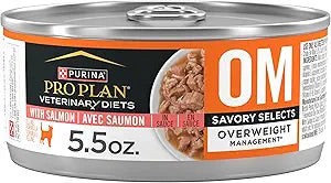 Pro Plan Veterinary Diets Purina OM Overweight Management Savory Selects with Salmon Feline Formula Wet Cat Food - (Pack of 24) 5.5 oz. Cans