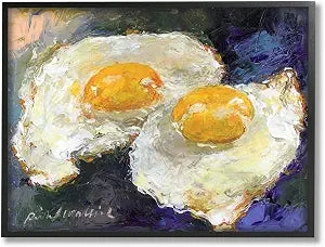 The Stupell Home Dcor Collection Classic Sunny Side Up Fried Eggs Still Life Food Painting Framed Giclee Texturized Art, Multi-Color